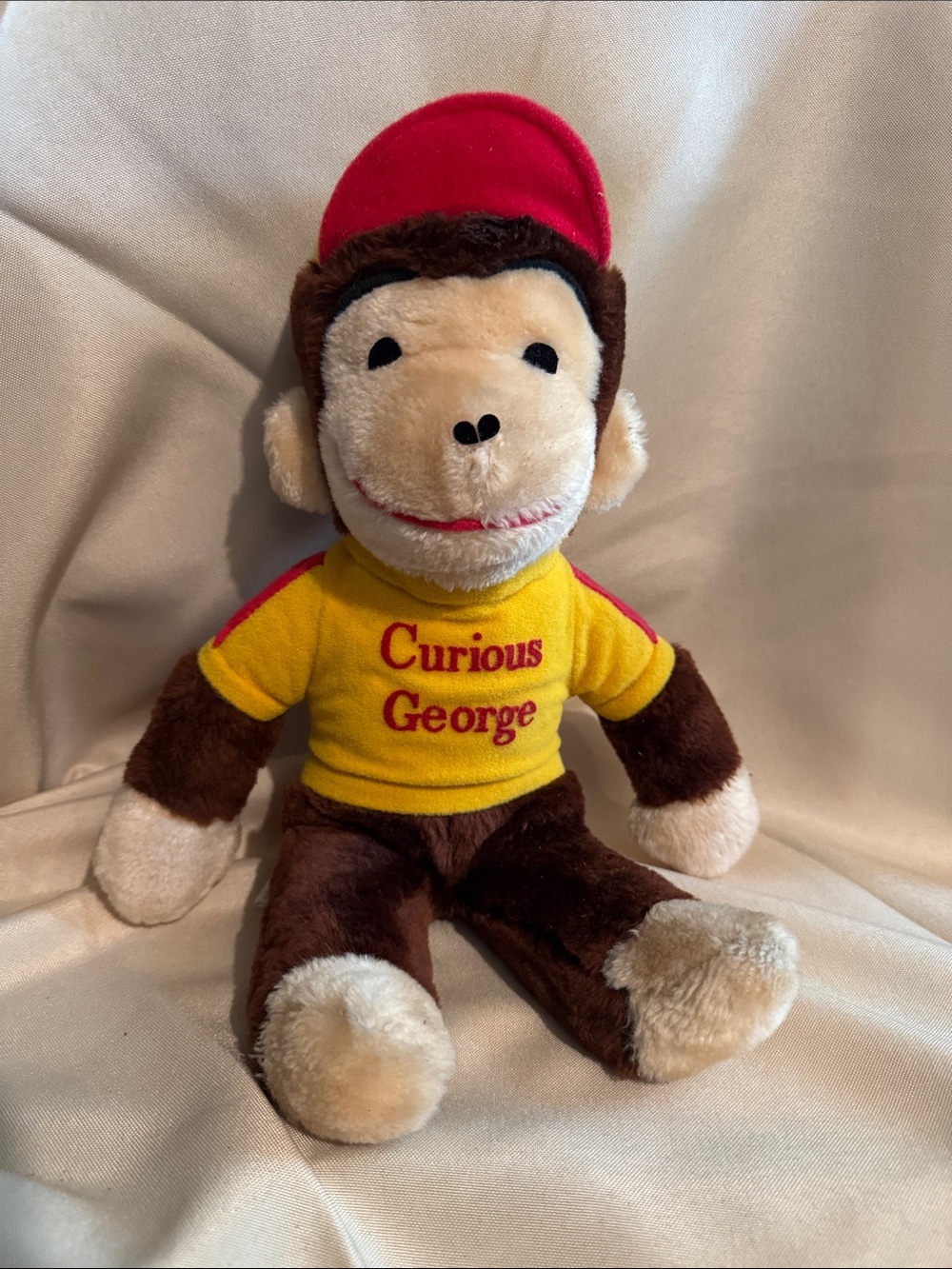 Vintage Knickerbocker Curious George Plush Monkey Yellow Shirt Hat 14"